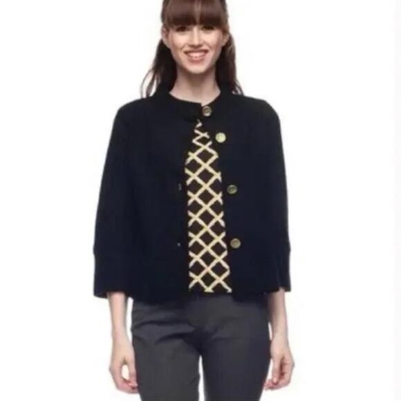 J. McLaughlin NWT Women's Black PRIMA 3/4 Sleeve Link Stitch Cardigan, Medium - Picture 1 of 9